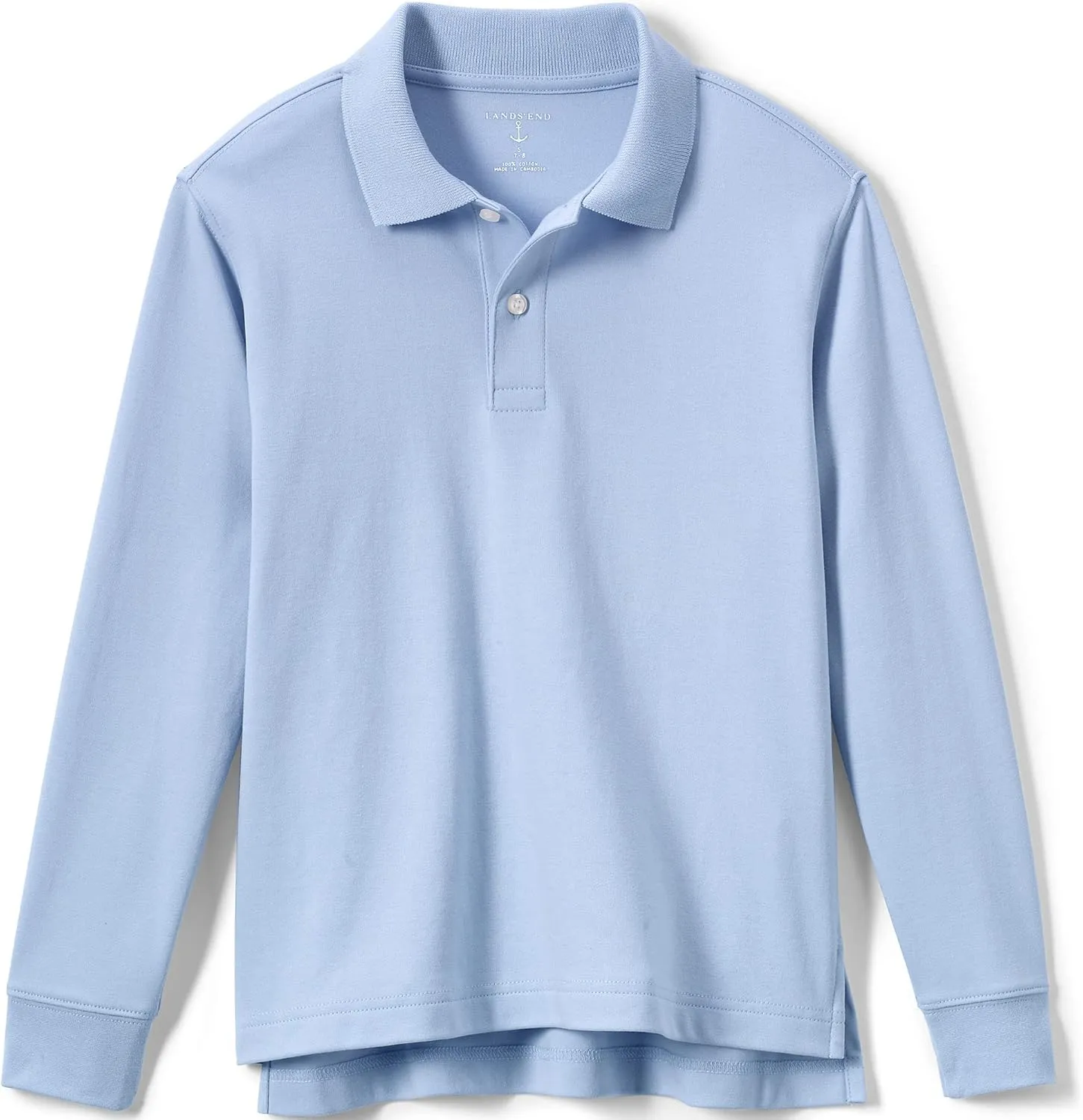 Lands' End School Uniform Kids Long Sleeve Interlock Polo Shirt