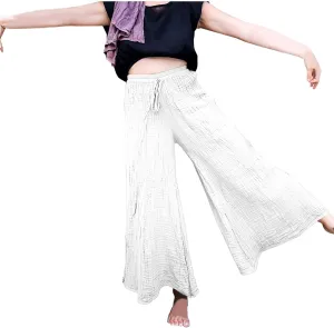Linen Pants Women 2025 Boho Summer Wide Leg Cotton Linen Trousers Casual Flowy Elastic Waist Lightweight Palazzo