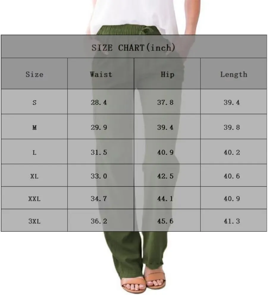 Linen Pants Women Summer 2025 Casual Beach Pants Elastic Waist Wide Leg Loose Long Length Trousers