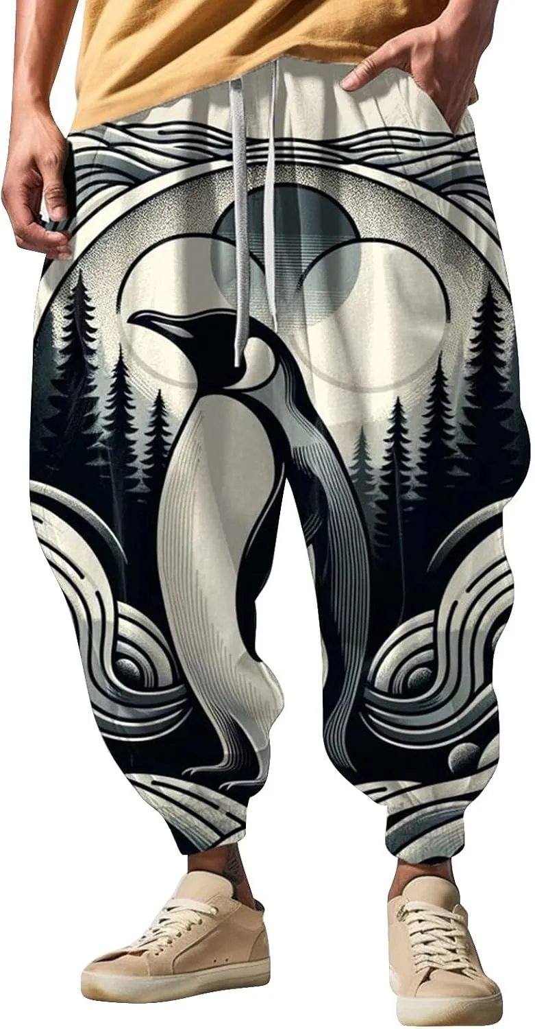 Loose Drop Crotch Trousers Street Feel Casual Sweatpants Baggy Elastic Drawstring Waist Aladdil Hippie Pant Baggy