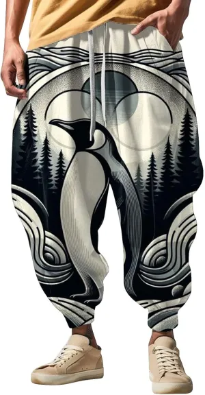 Loose Drop Crotch Trousers Street Feel Casual Sweatpants Baggy Elastic Drawstring Waist Aladdil Hippie Pant Baggy