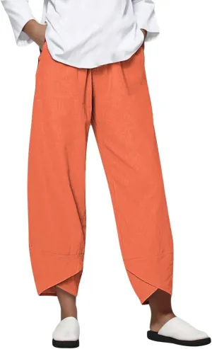 Loose Women Straight Summer Pants High Casual Waist Long Solid Cotton Pants Womens High Waist White