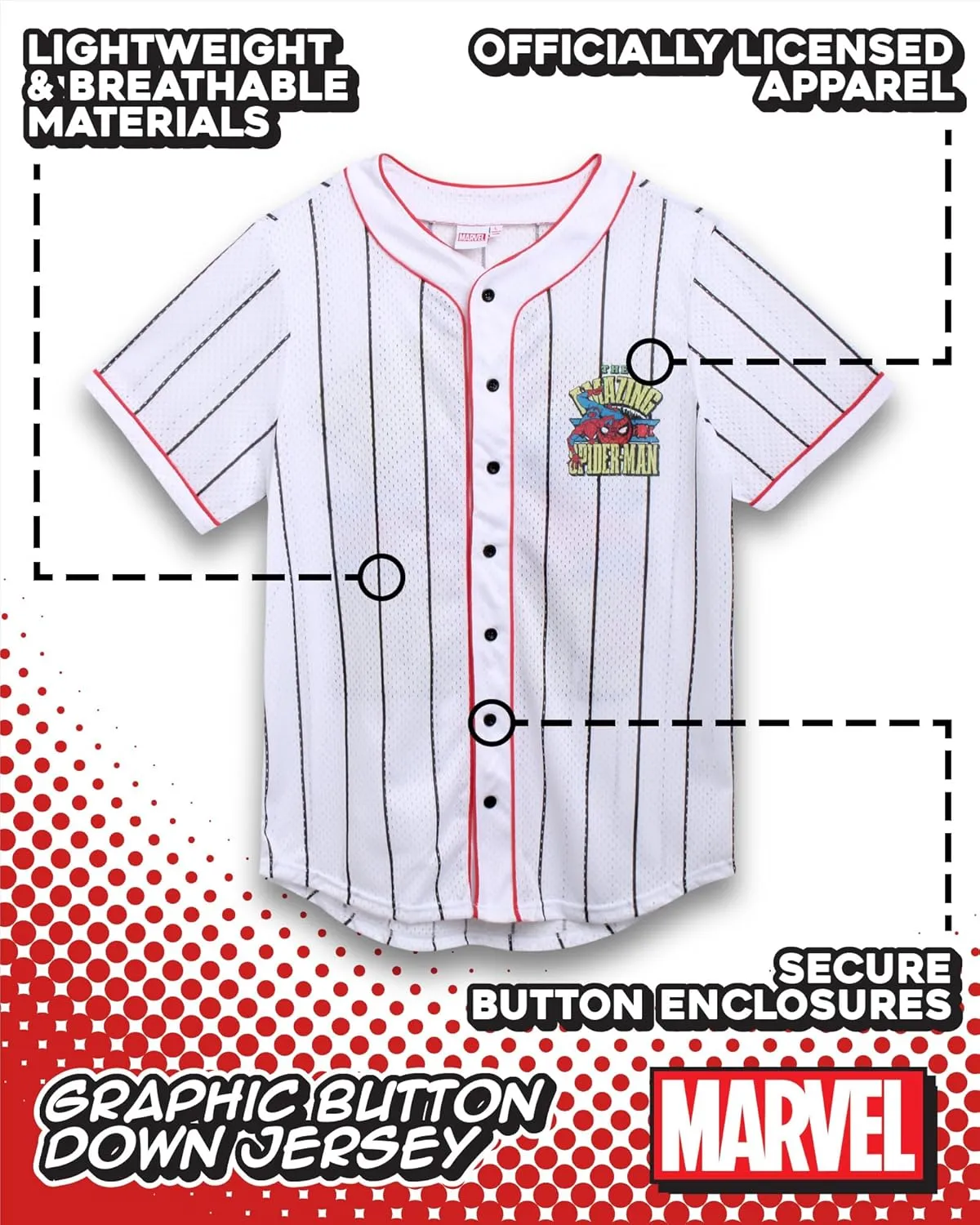 Marvel Womens Baseball Jersey - Spiderman Novelty Fashion Baseball Shirt - Spidey Jersey for Women (Sizes: S-XL)