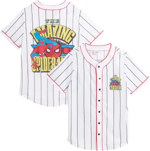 Marvel Womens Baseball Jersey - Spiderman Novelty Fashion Baseball Shirt - Spidey Jersey for Women (Sizes: S-XL)