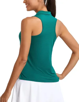 MathCat Womens Golf Polo Shirts, Sleeveless 1/4 Zip UPF 50  Tennis Tank Top, Racerback with Collar Athletic Shirt Quick Dry