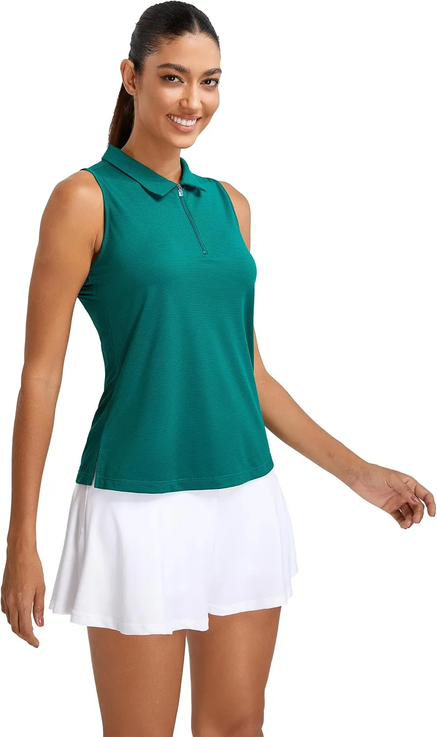 MathCat Womens Golf Polo Shirts, Sleeveless 1/4 Zip UPF 50  Tennis Tank Top, Racerback with Collar Athletic Shirt Quick Dry