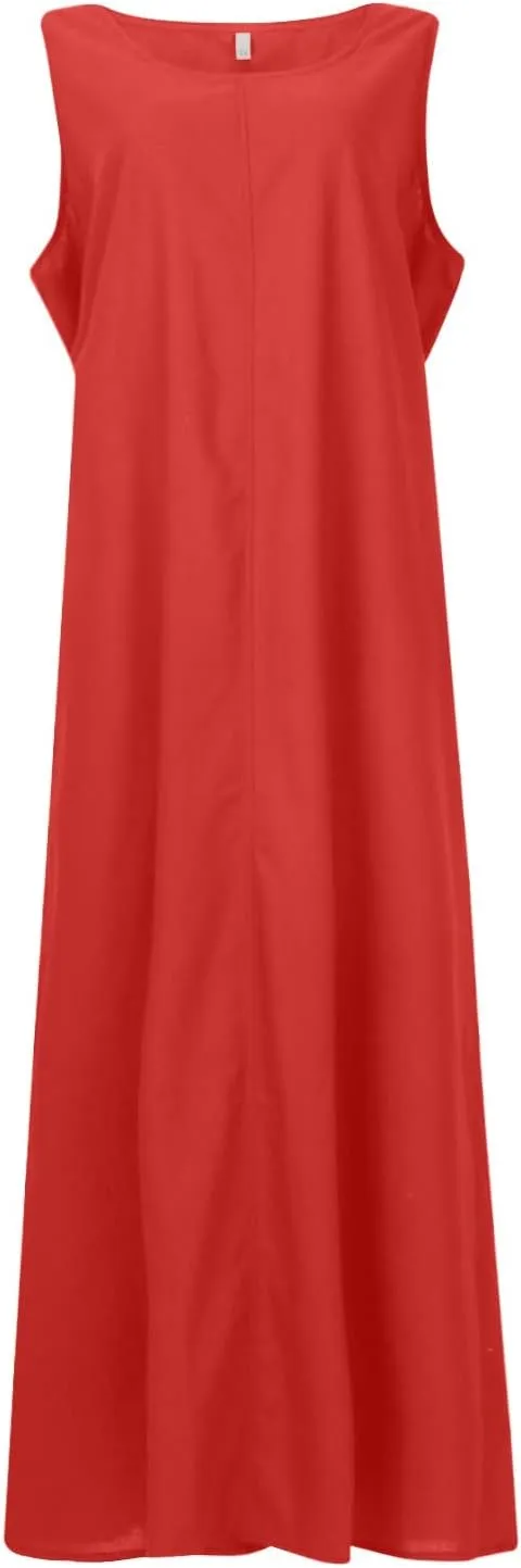 Maxi Dresses for Women,2023 Spring Summer Trendy Crew Neck Short Sleeve Floral Print Beach Dresses with Pockets