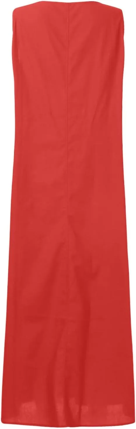 Maxi Dresses for Women,2023 Spring Summer Trendy Crew Neck Short Sleeve Floral Print Beach Dresses with Pockets