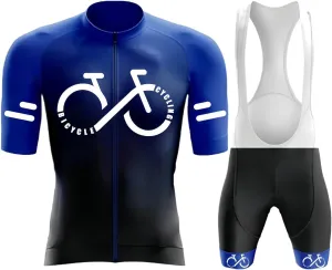 Men's Cycling Jersey Sets Short Sleeve Quick-Dry Biking Shirts Bike Clothing with Gel Padded Bike Shorts Riding Sportswear(Blue,Medium)