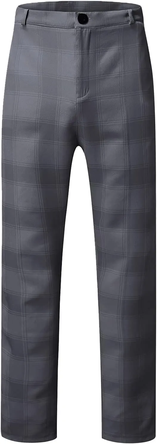 Mens Fashion Stretch Dress Pants Slim Fit Skinny Chino Pants Casual Business Pants Golf Pant Solid Trousers Joggers