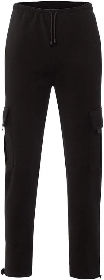 Men's Loose and Casual Trouser Pant Soild Color Tethered Waistband Sport Loose Long Trousers with Long Stilt