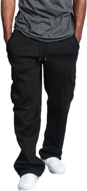 Men's Loose and Casual Trouser Pant Soild Color Tethered Waistband Sport Loose Long Trousers with Long Stilt