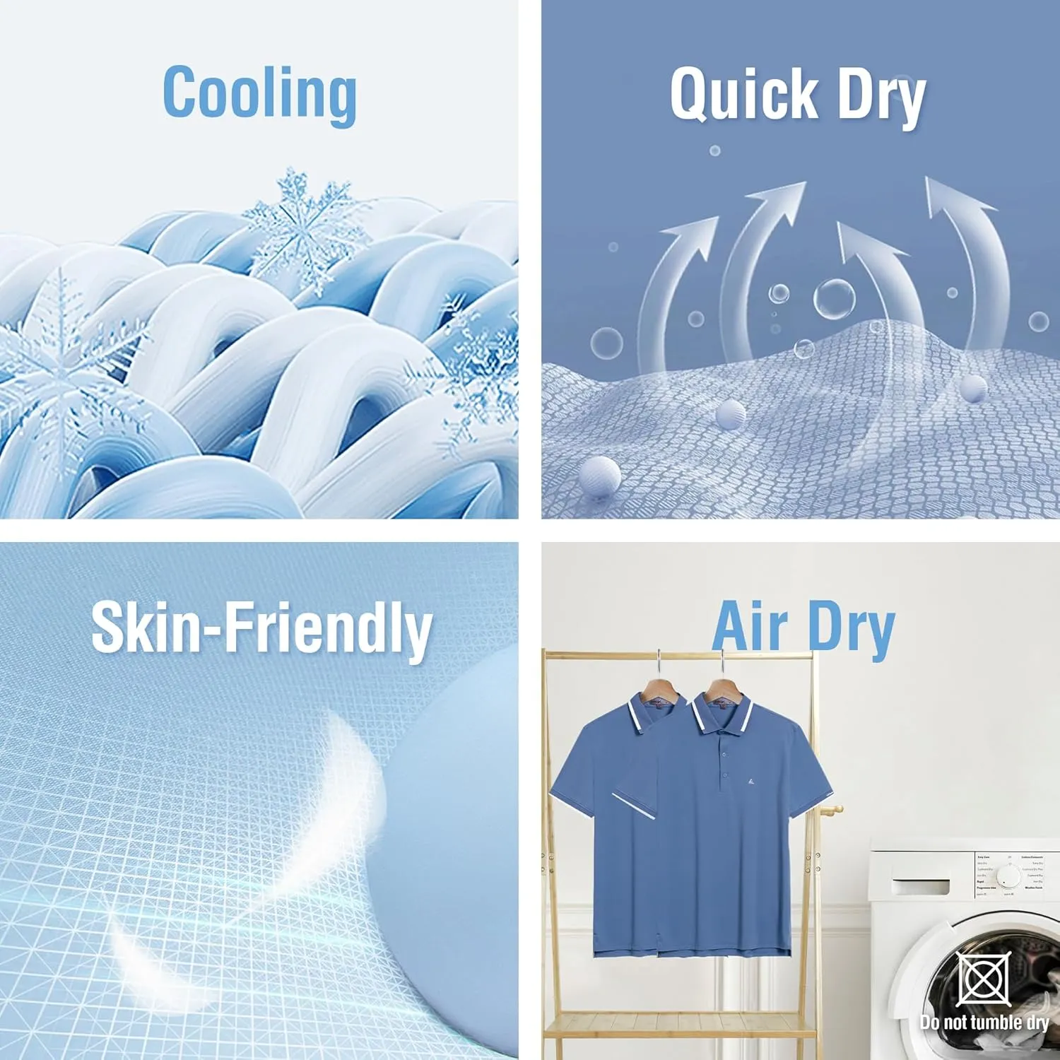Men's Premium Golf Polo  Silky Tech Nylon, Cooling, UV-Resistant, Quick-Dry Athletic Shirt for Golf, Tennis