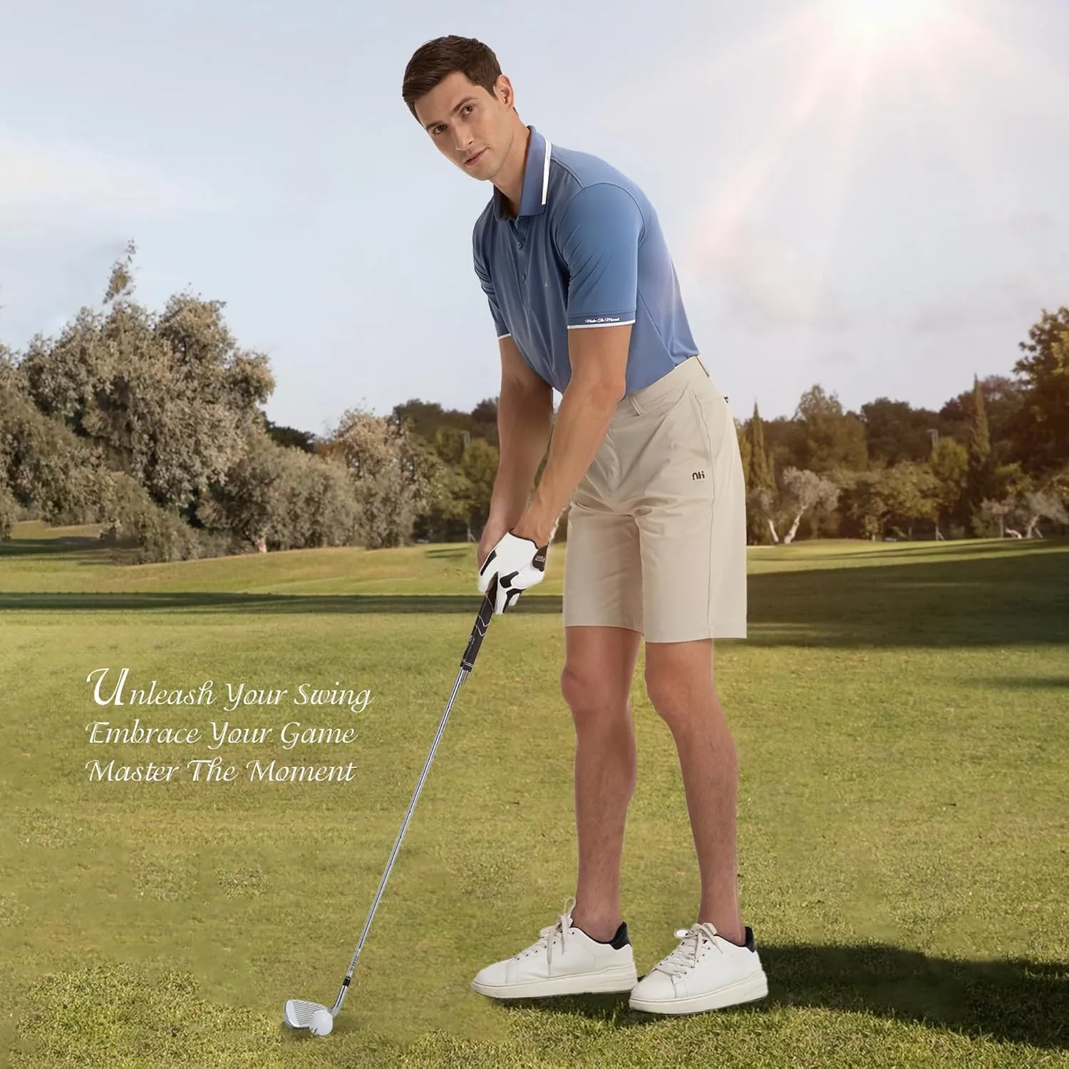 Men's Premium Golf Polo  Silky Tech Nylon, Cooling, UV-Resistant, Quick-Dry Athletic Shirt for Golf, Tennis