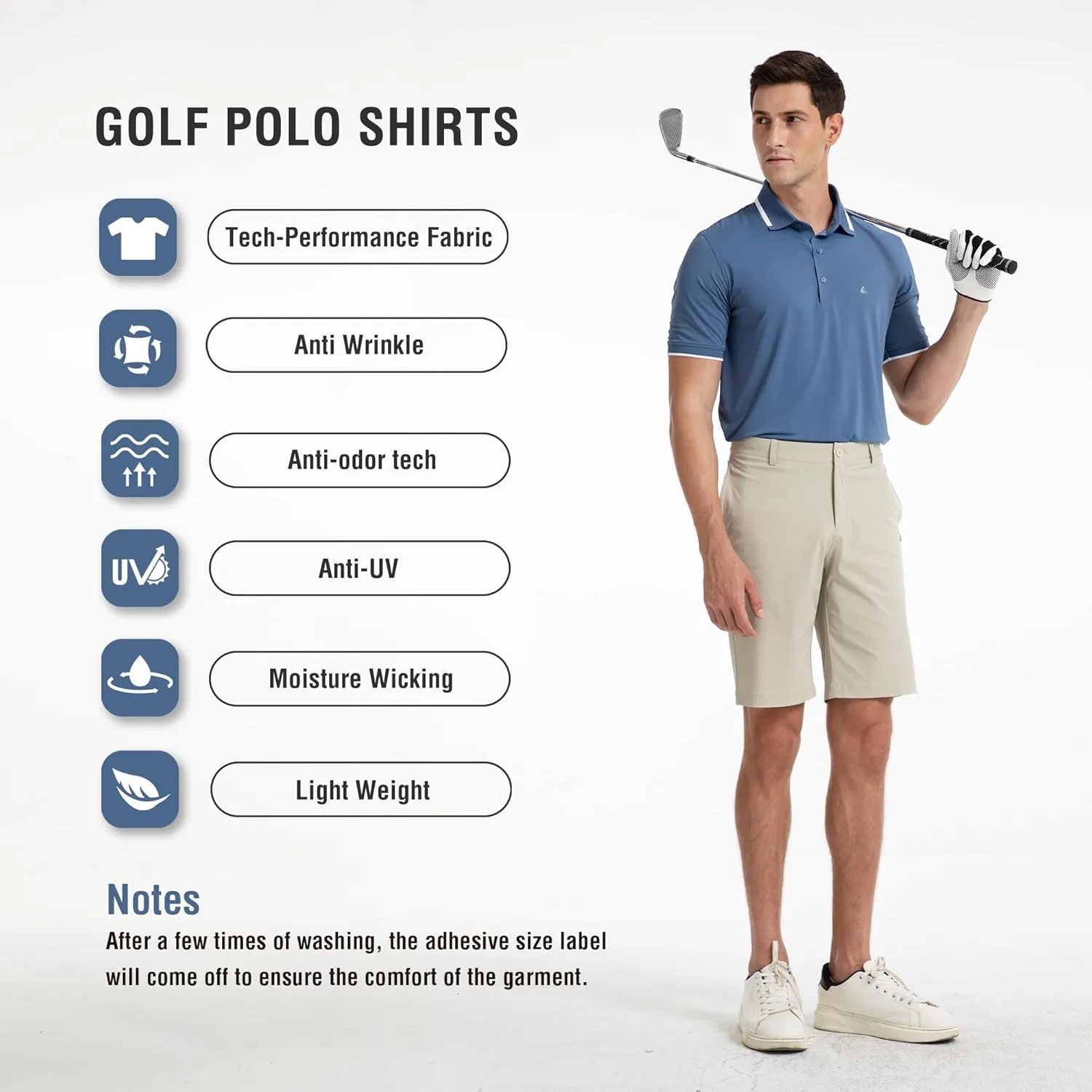 Men's Premium Golf Polo  Silky Tech Nylon, Cooling, UV-Resistant, Quick-Dry Athletic Shirt for Golf, Tennis