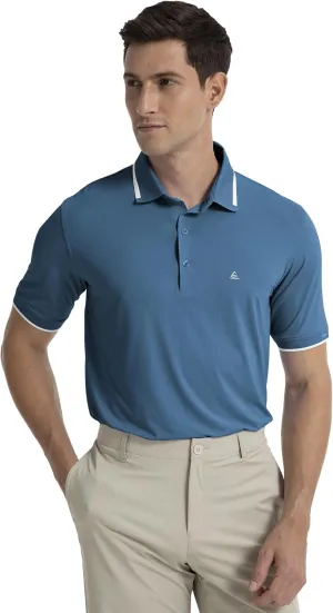 Men's Premium Golf Polo  Silky Tech Nylon, Cooling, UV-Resistant, Quick-Dry Athletic Shirt for Golf, Tennis