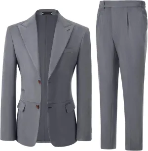 Mens Slim Fit Suits Formal Suede Suit for Men 2 Piece Wedding Prom Tuxedos Peak Lapel Business Party Suit Set