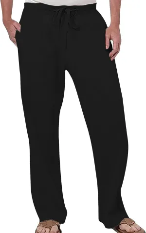 Mens Suit Pants Men's Cotton Linen Pants Lightweight Straight Legs Yoga Beach Pants Elastic Waist Drawstring Casual Trouser Chino Pants Slim Fit