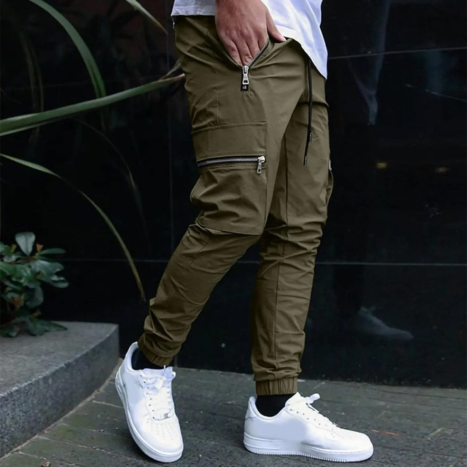 Men's Wide Leg Flare Sweatpants Slim Fit Stretch Pants for Men Skinny Fit Black Slacks Men Men's Sports Track Pants