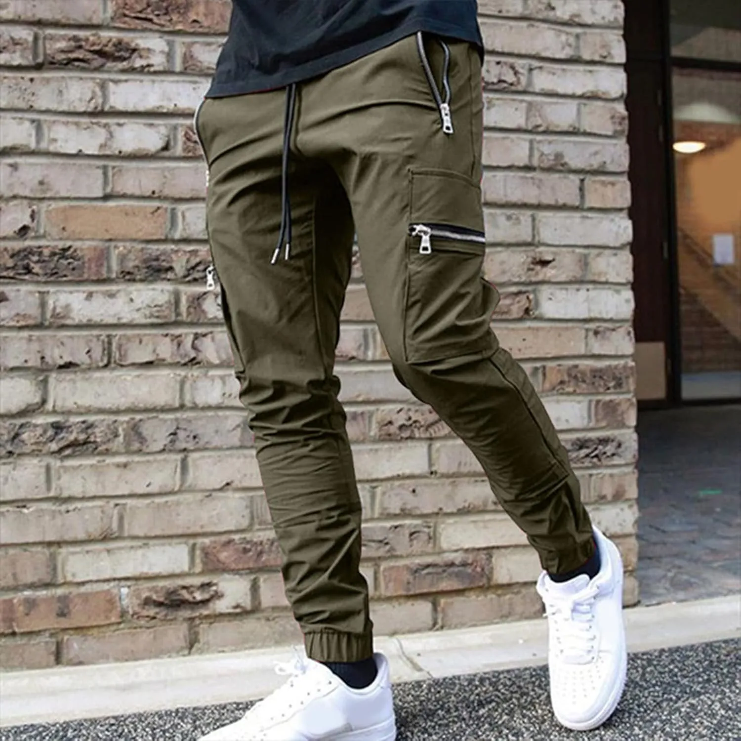 Men's Wide Leg Flare Sweatpants Slim Fit Stretch Pants for Men Skinny Fit Black Slacks Men Men's Sports Track Pants
