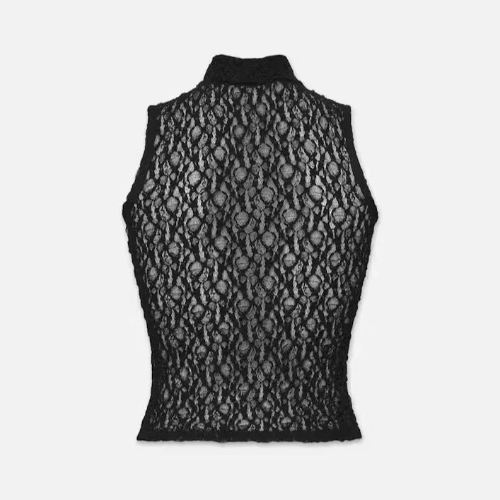 Mesh Mockneck Top (Black)