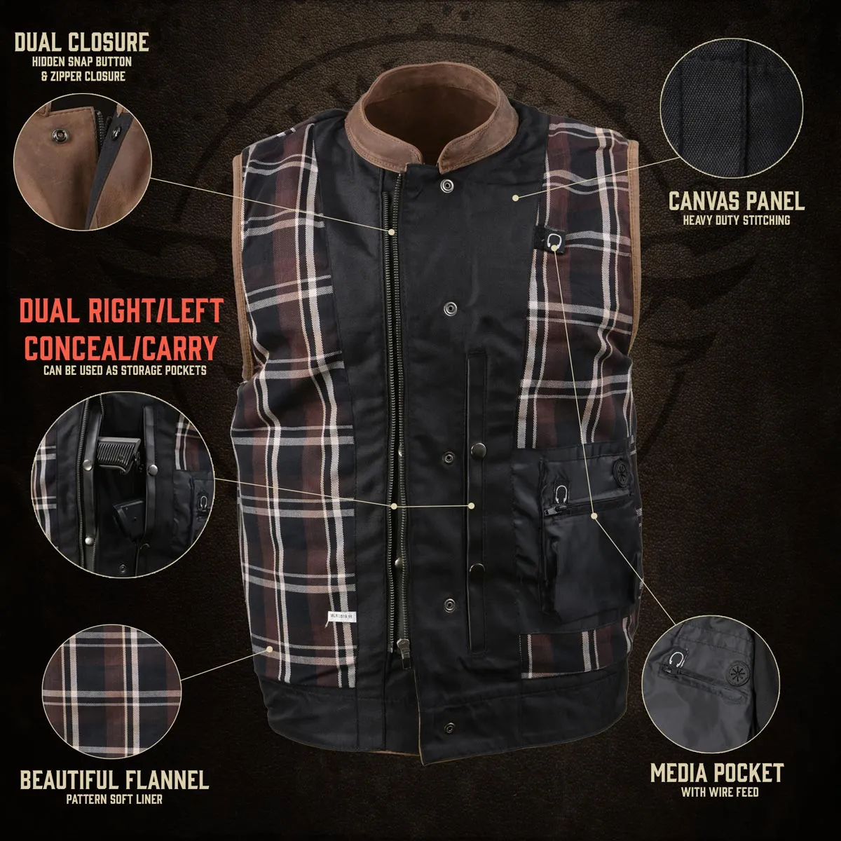 Milwaukee Leather MLM3519 Men's “Gambler” Crazy Horse Brown Vintage