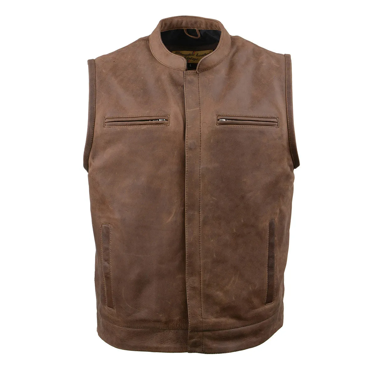 Milwaukee Leather MLM3519 Men's “Gambler” Crazy Horse Brown Vintage