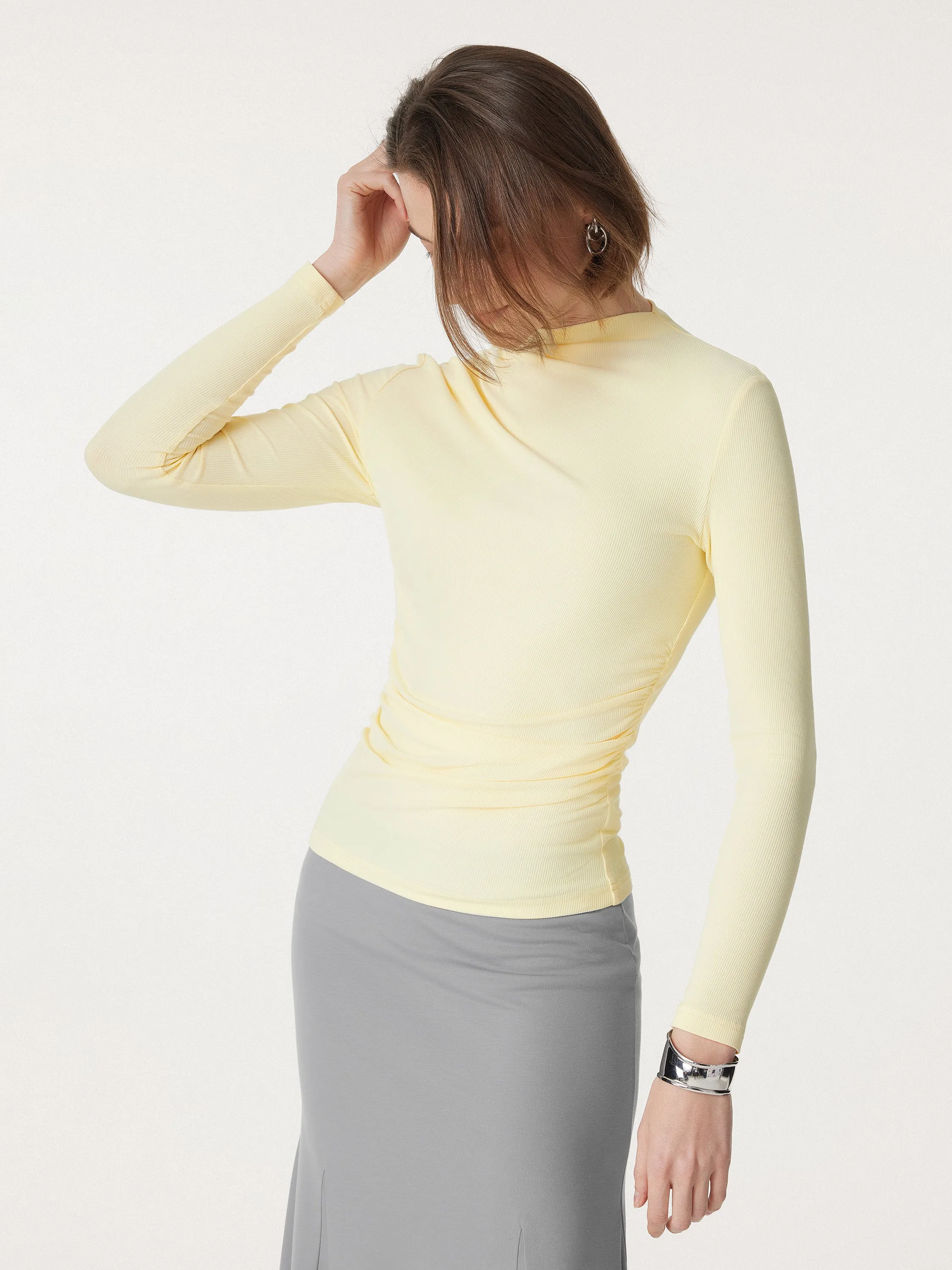 Mockneck Side Ruched Slimming Top