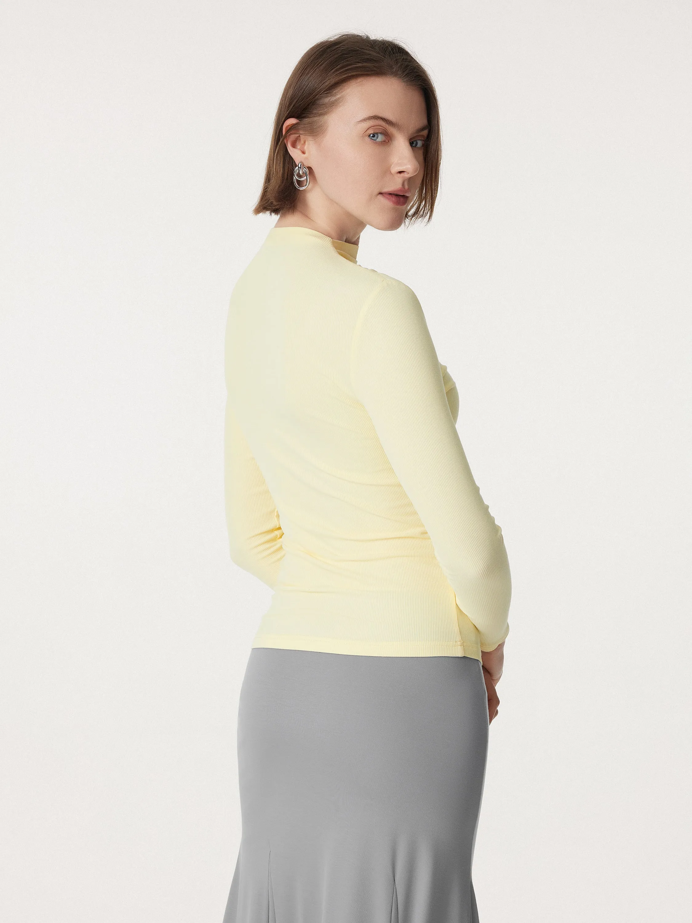 Mockneck Side Ruched Slimming Top