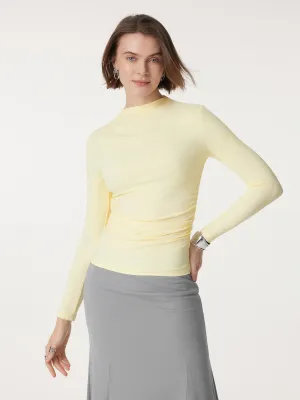Mockneck Side Ruched Slimming Top