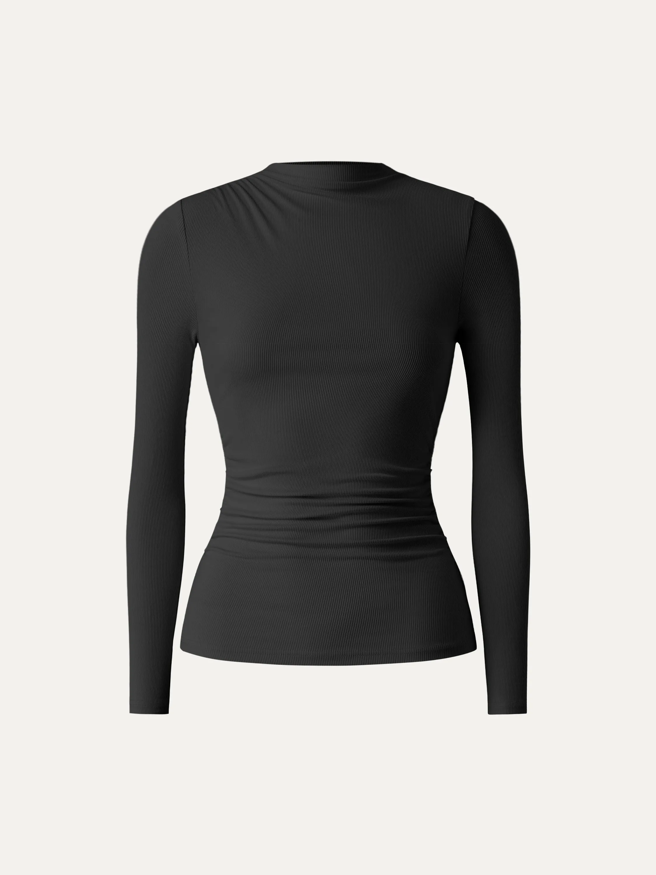 Mockneck Side Ruched Slimming Top