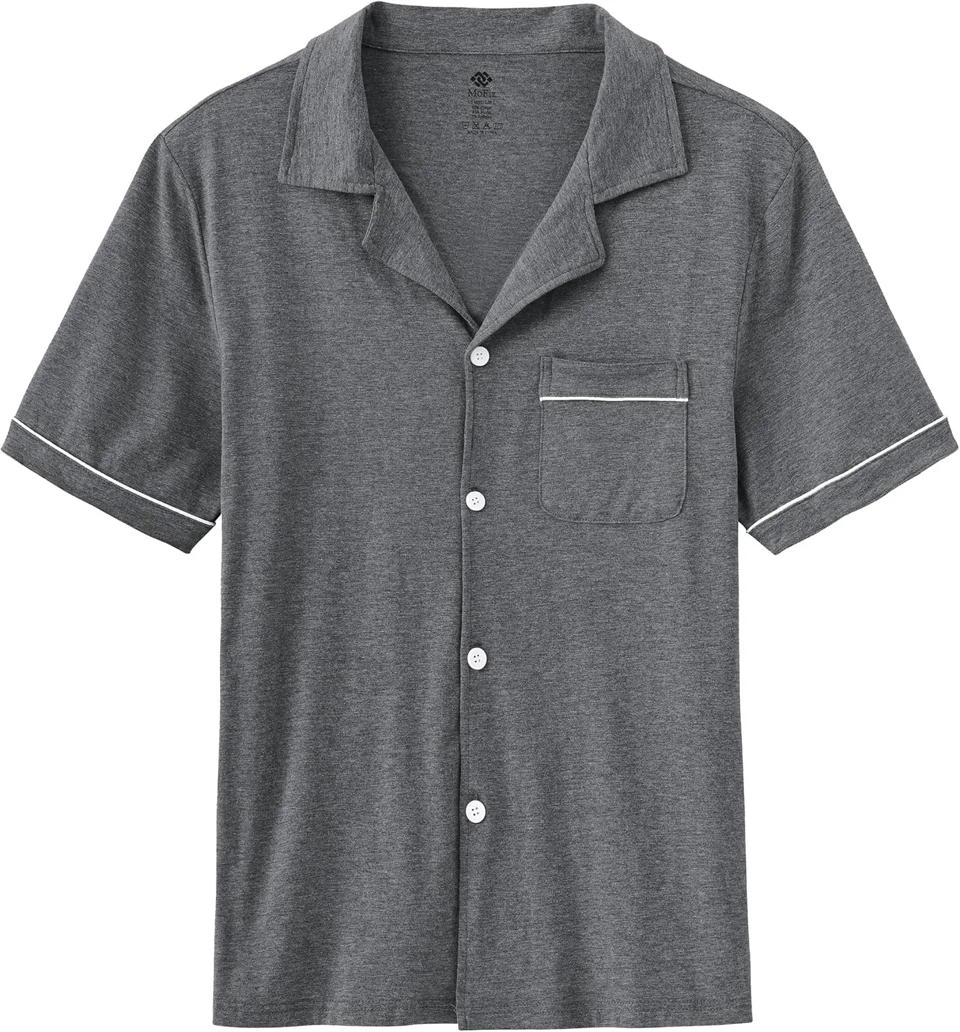 MoFiz Men's Cotton Pajamas Sets Sleepwear Short Sleeve Button Down Shirt and Pants Loungewear Soft Pjs Lounge Set
