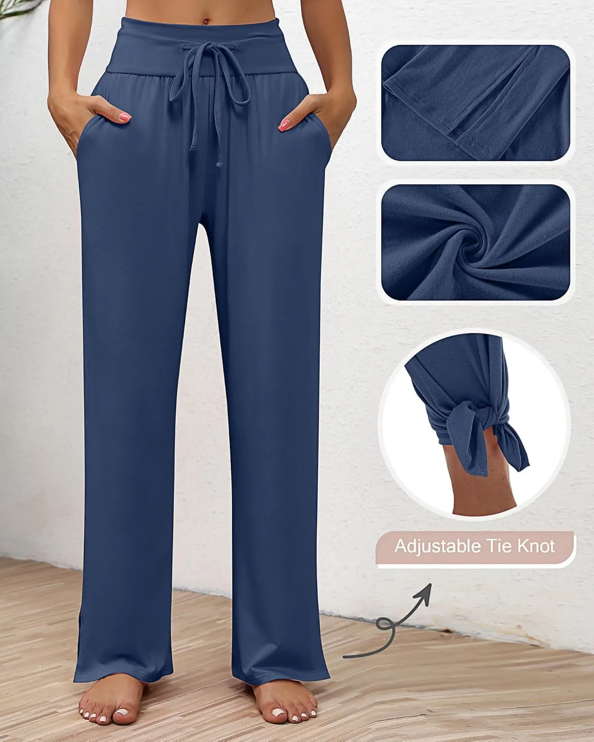 Neer 3 Pack Women's Lounge Pants Wide Leg Yoga Sweatpants with Pockets High Waisted Drawstring Lounge Loose Workout Jogger