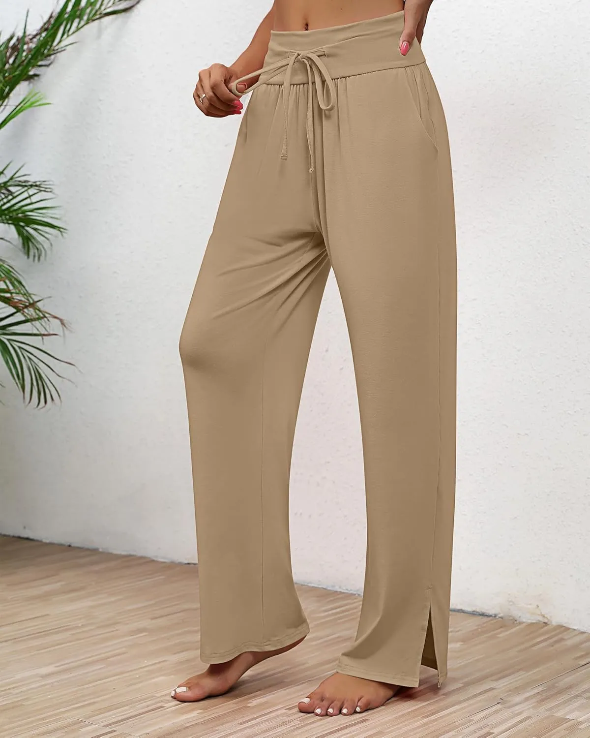 Neer 3 Pack Women's Lounge Pants Wide Leg Yoga Sweatpants with Pockets High Waisted Drawstring Lounge Loose Workout Jogger