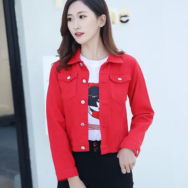 New Long Sleeve winter Slim White/Black denim Top For Women.