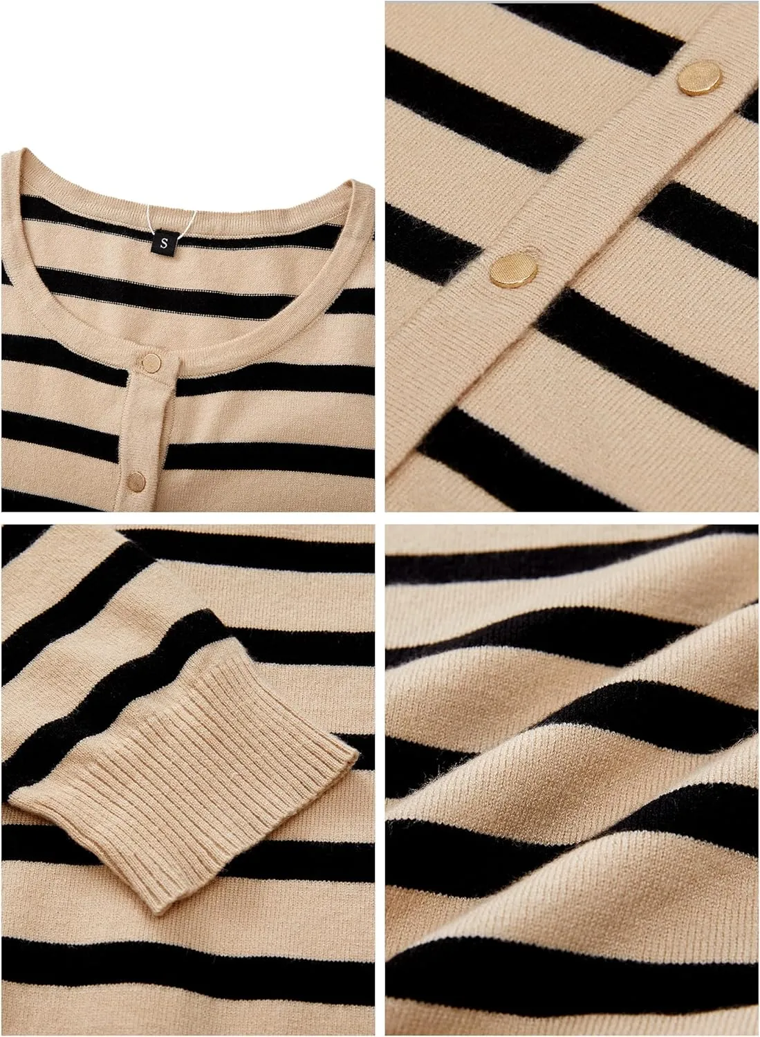 Newshows Women's Lightweight Button Down Cardigan Long Sleeve Casual Crew Neck Soft Knit Cardigans Sweater Tops