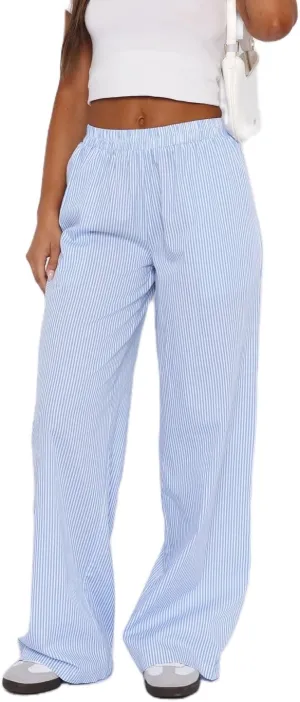 NUFIWI Women Y2k Lounge Pants High Waist Striped Printed Wide Leg Pants Summer Casual Going Out Pants with Pocket