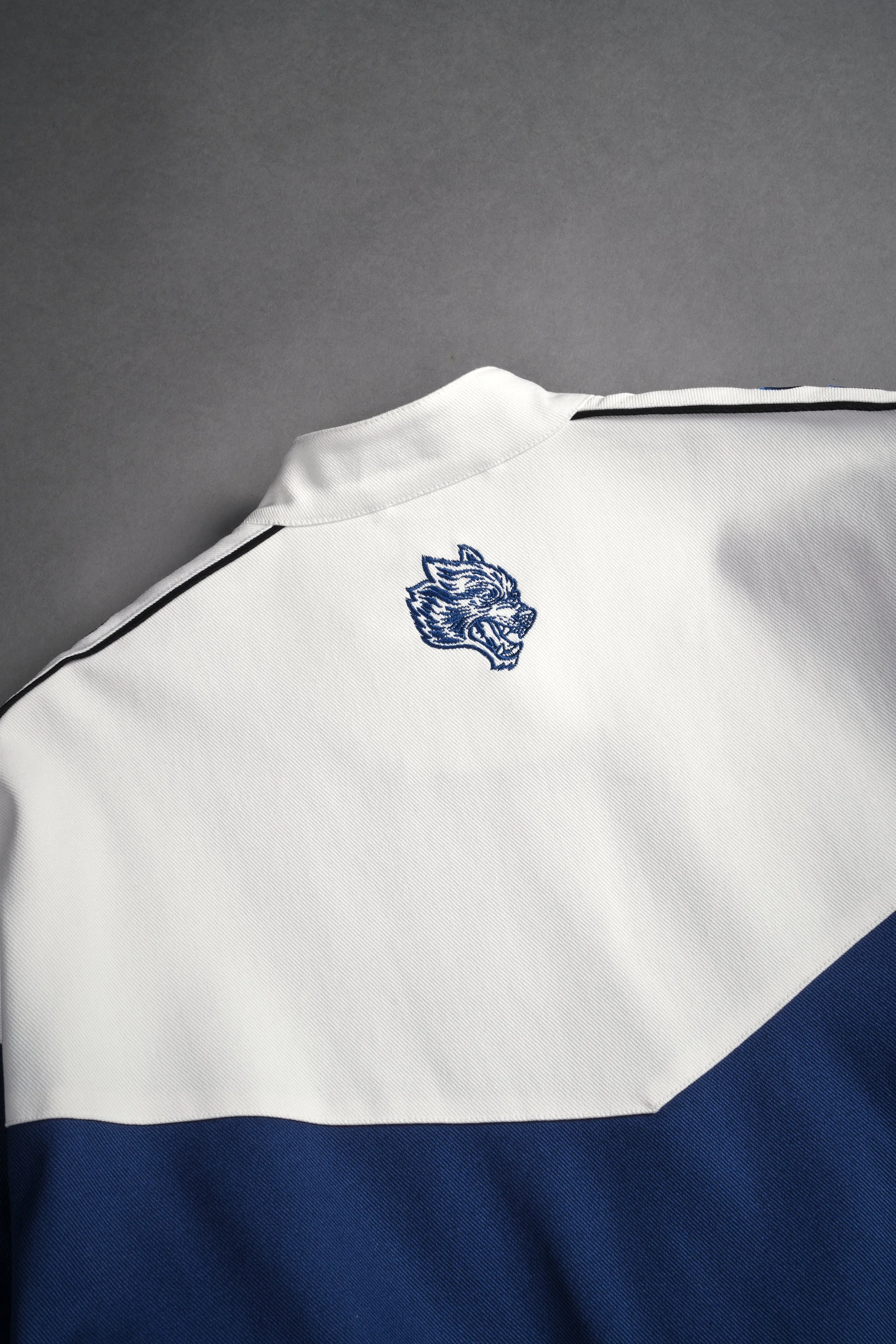 ONLYUS Gordon Unisex Racing Jacket in White/Blue