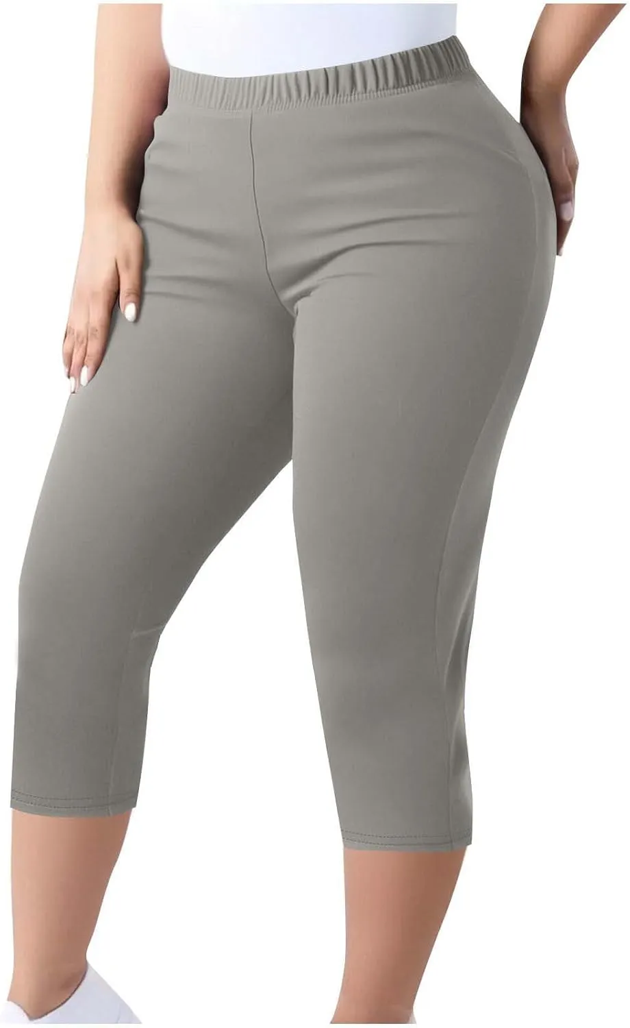 Plus Size Capri Leggings for Women High Waist Tummy Control Stretchy Workout Yoga Pants Casual Summer Capri Pants