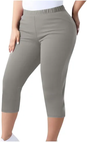 Plus Size Capri Leggings for Women High Waist Tummy Control Stretchy Workout Yoga Pants Casual Summer Capri Pants
