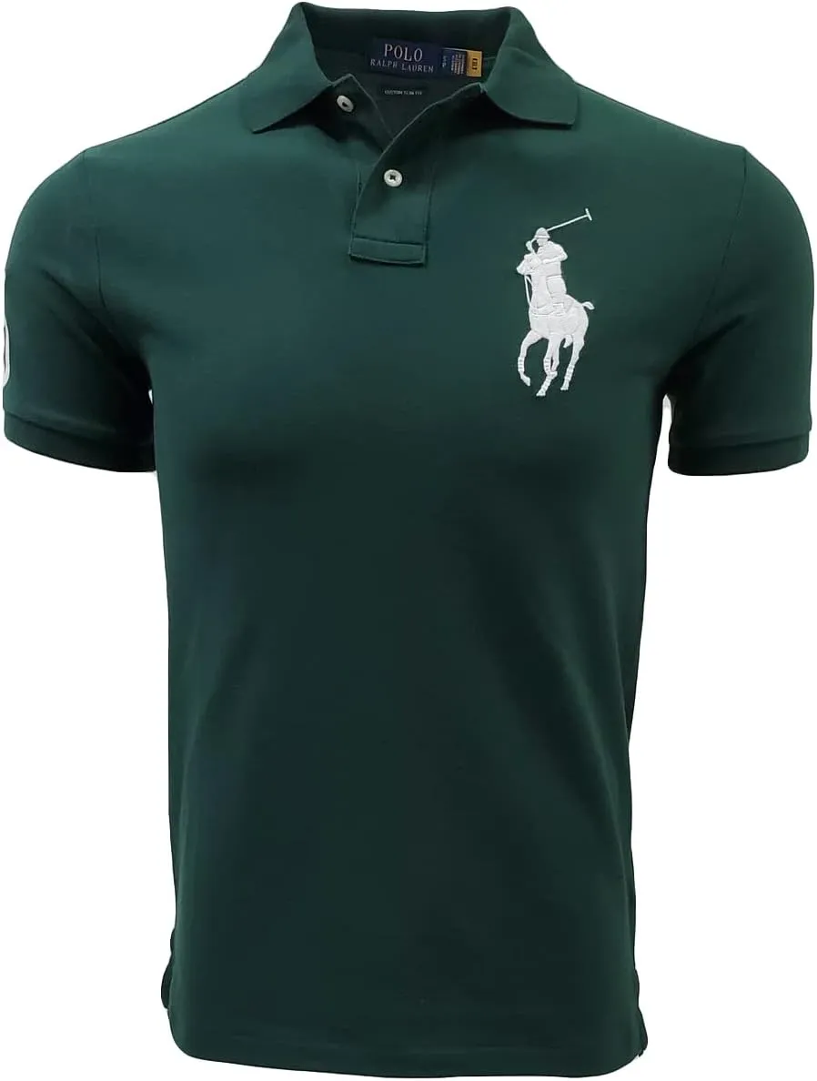 Polo Ralph Lauren Mens Custom Slim Fit Big Pony Logo Polo Shirt