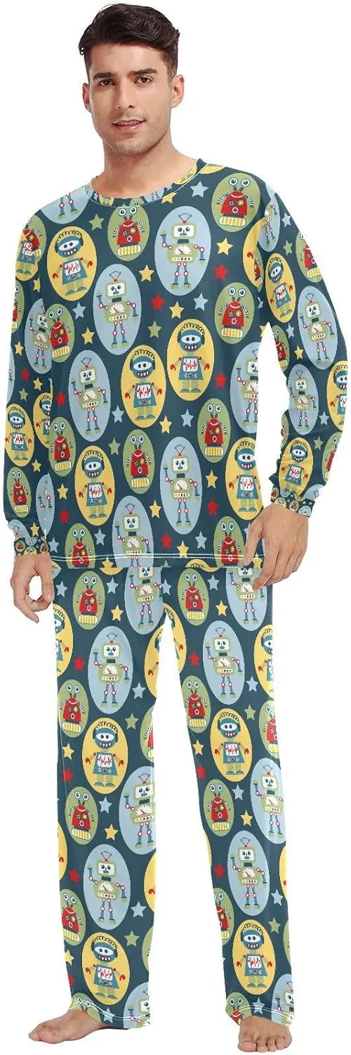 QUGRL Unisex Pajama Set for Women Men Long Sleeve Couples Matching Pjs Set with Pockets 2 Piece Lounge Set Sleepwear