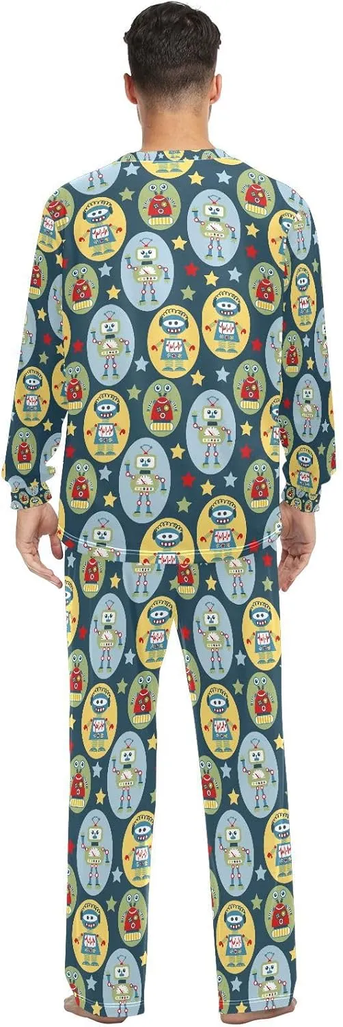 QUGRL Unisex Pajama Set for Women Men Long Sleeve Couples Matching Pjs Set with Pockets 2 Piece Lounge Set Sleepwear