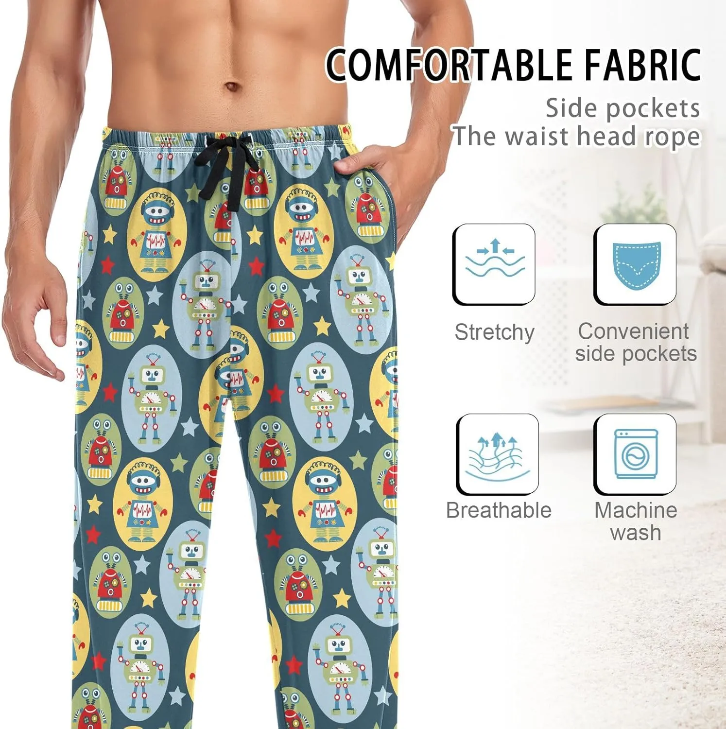 QUGRL Unisex Pajama Set for Women Men Long Sleeve Couples Matching Pjs Set with Pockets 2 Piece Lounge Set Sleepwear