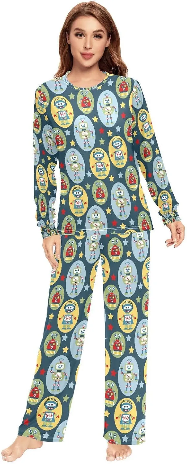 QUGRL Unisex Pajama Set for Women Men Long Sleeve Couples Matching Pjs Set with Pockets 2 Piece Lounge Set Sleepwear