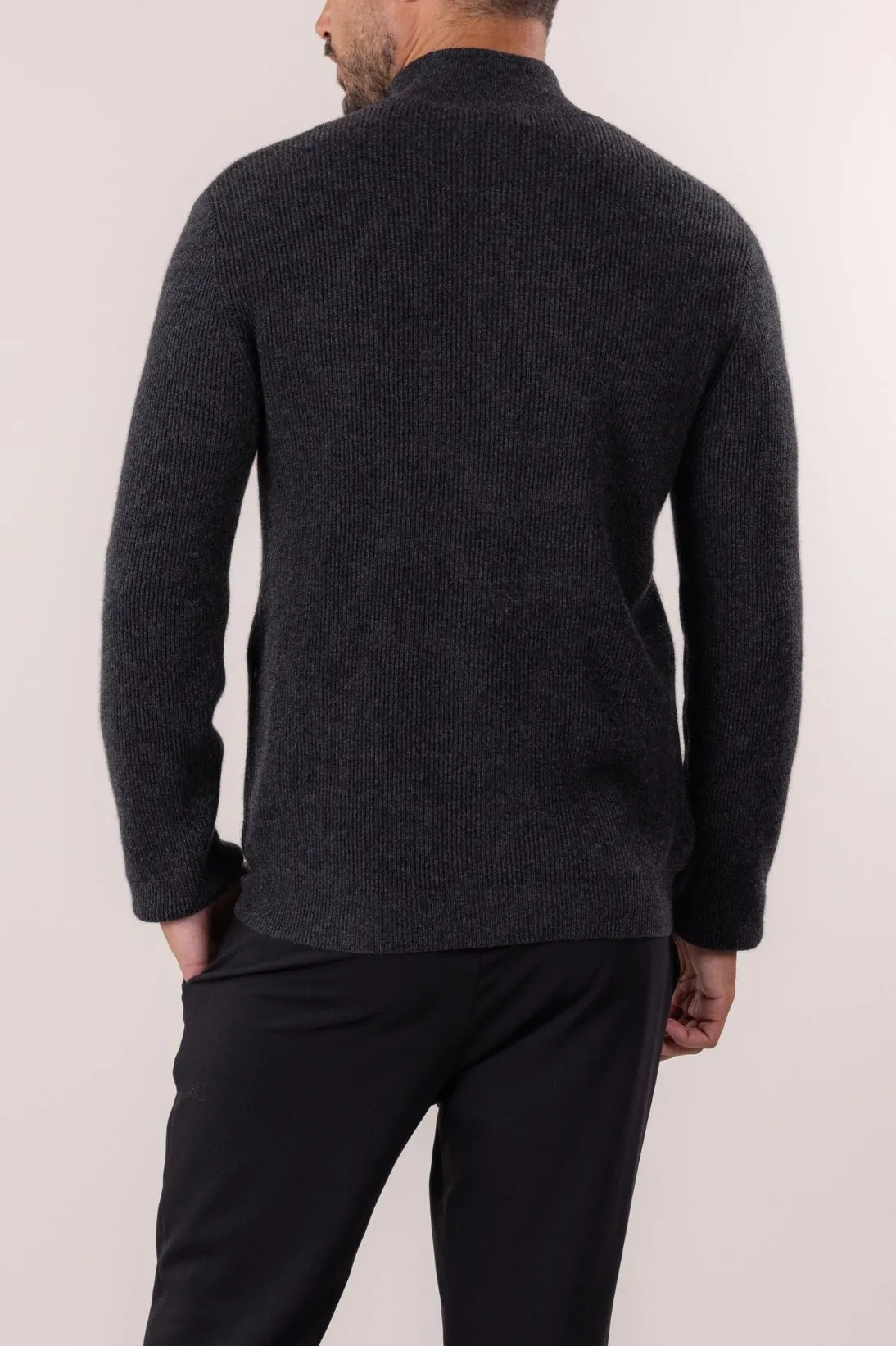 RIBBED ZIP CARDIGAN