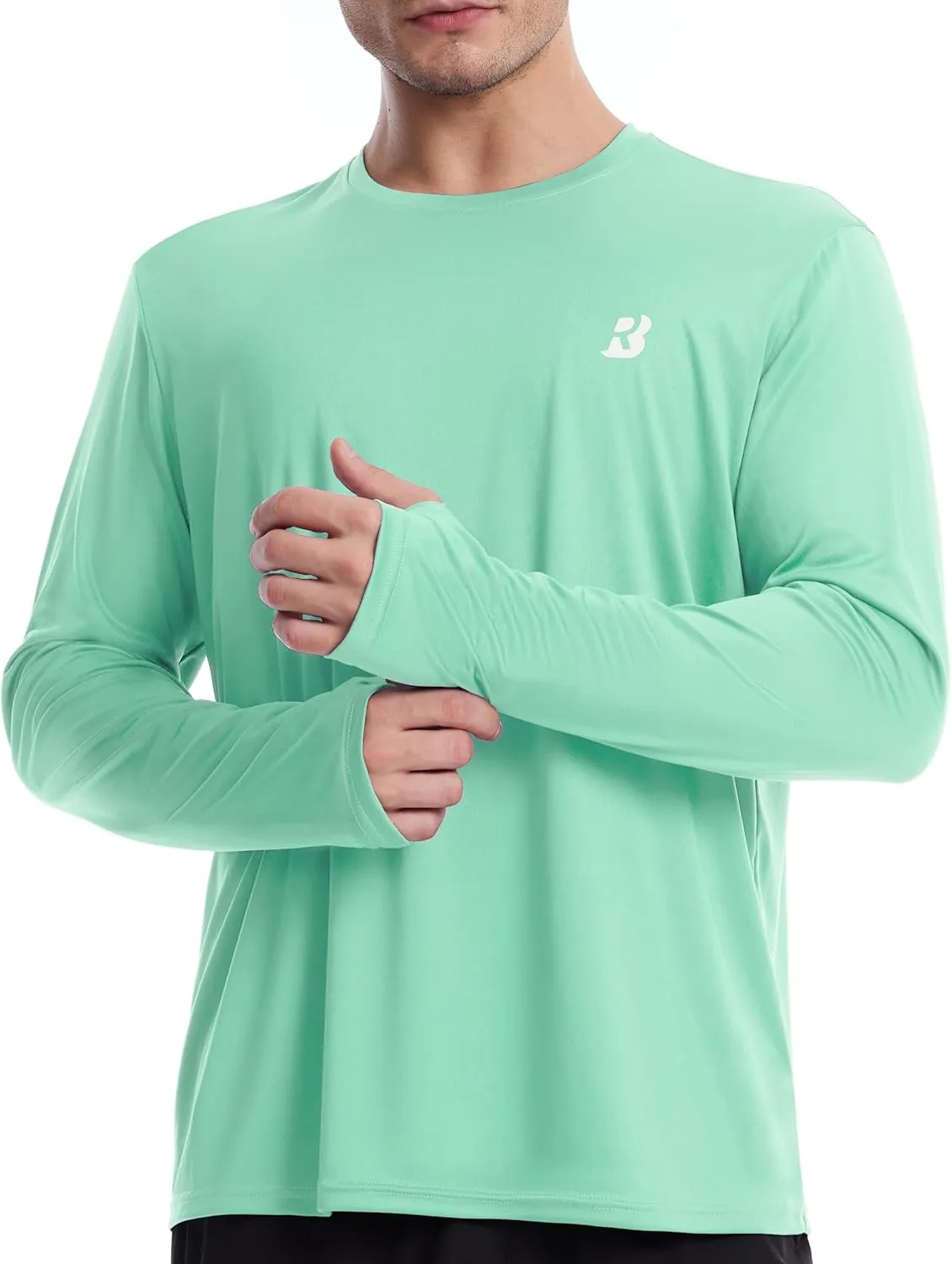 Roadbox Men's UPF 50  UV Sun Protection Shirts, SPF Long Sleeve Lightweight Water Swim Rash Guard for Fishing Running Hiking