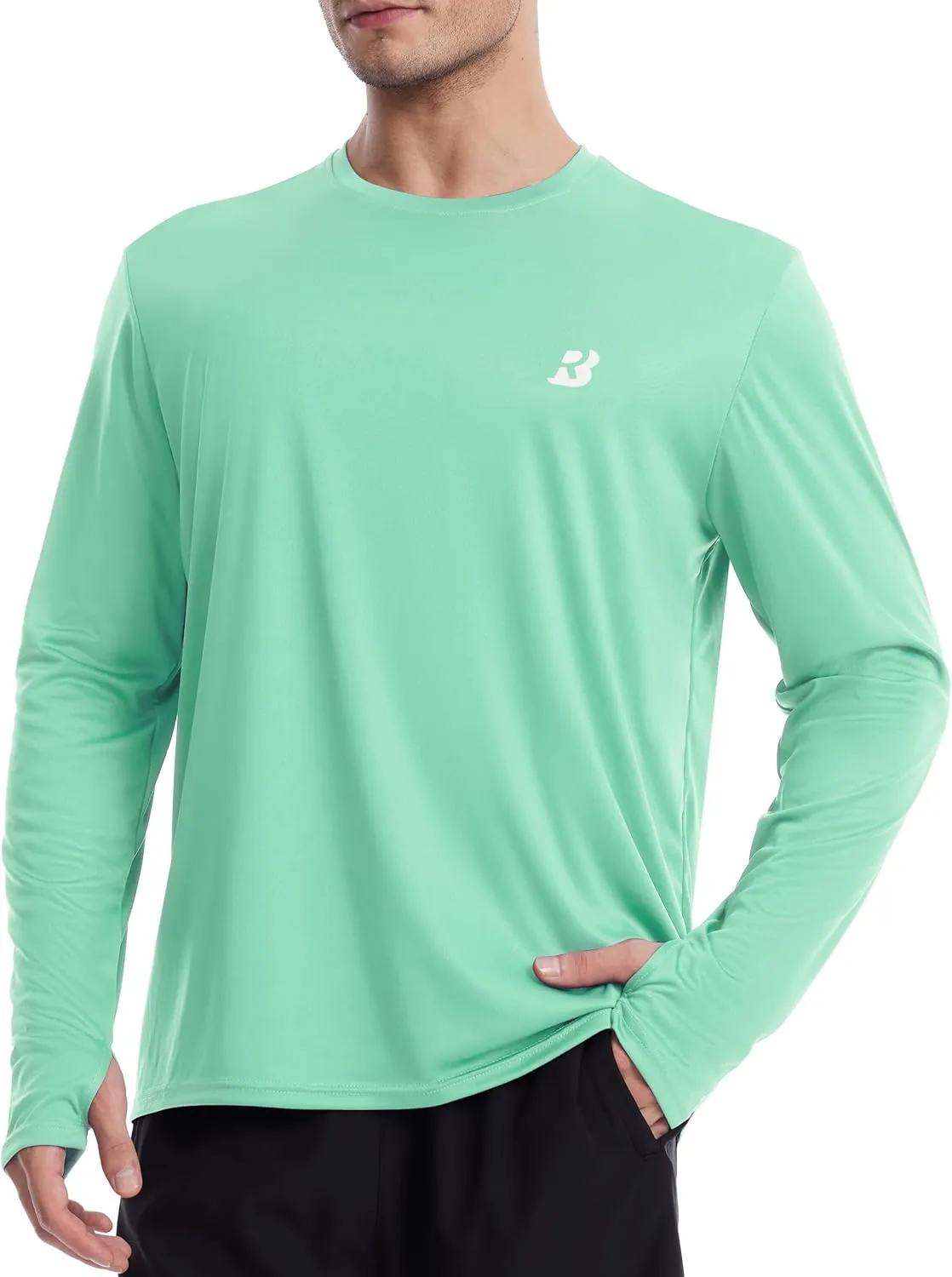 Roadbox Men's UPF 50  UV Sun Protection Shirts, SPF Long Sleeve Lightweight Water Swim Rash Guard for Fishing Running Hiking