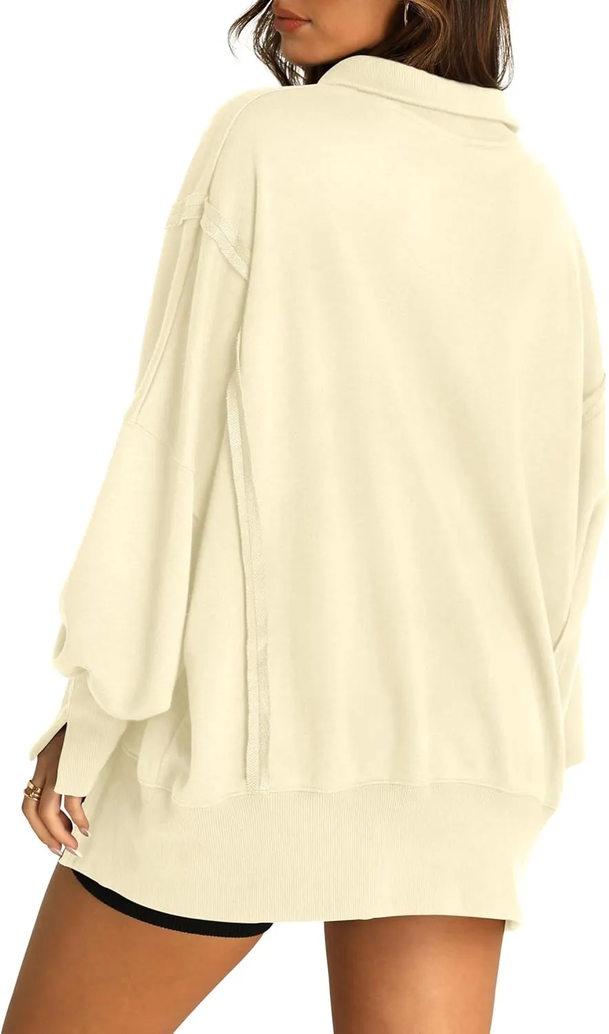 RUBZOOF Oversized Sweatshirt for Women Trendy Button Henley Neck Pullover Long Sleeve Tops Casual Fall Clothes XS-XL