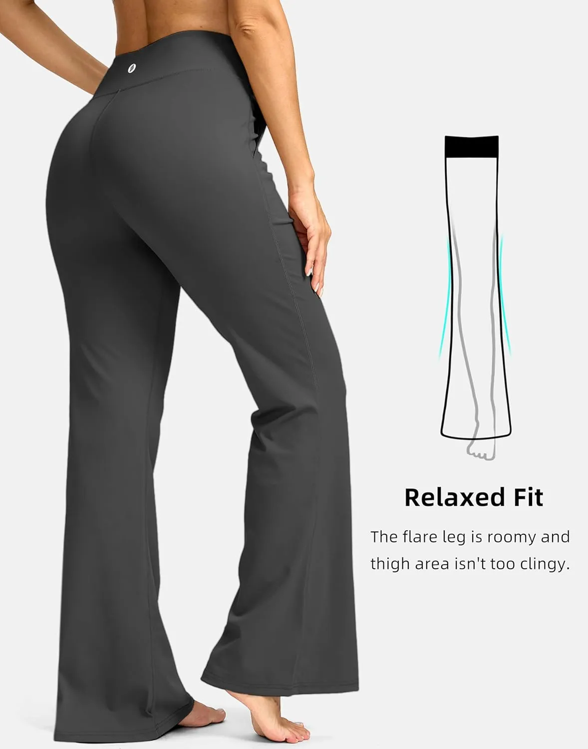 SANTINY Bootcut Pants for Women 28.5"/30.5"/32" Loose High Waisted Wide Leg Leggings Dress Work Flare Yoga Pants with Pockets
